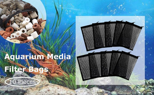 10 Pack1mm Mesh Holes Aquarium Filter Bags, Fish Tank Media Mesh Bags with Plastic Zipper for Charcoal Media, Bio Balls, Ceramic Rings, Ammonia Re...