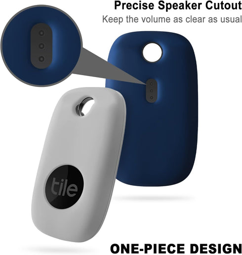 Geiomoo Silicone Case for Tile Pro 2022 Tracker, Soft Flexible Scratch Resistant Cover with Carabiner (2 Pack Navy Blue+Oatmeal)...