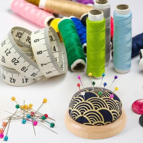 Round Pin Cushion, Wooden Base Cute Needle Pincushions Japanese Style Pin Cushions Needle Holders for Sewing Quilting Accessory or DIY Crafts.Blac...