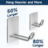 Self Adhesive Hooks Heavy Duty, Large Stainless Steel Towel Hooks, No Drill Sticky Hooks, Long Stick on Shower Wall Hooks for Hanging Hat Coat Key...