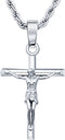 HELLOICE Crucifix Cross Necklace 18K Gold Plated Cross Pendant with 3mm 22" Rope Chain for Men Women...