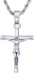 HELLOICE Crucifix Cross Necklace 18K Gold Plated Cross Pendant with 3mm 22" Rope Chain for Men Women...
