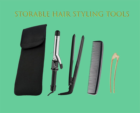 Curling Iron Flat Iron bag Protective cover Waterproof Heat Resistant case - Hair Styling Tools Hair Straightener Protective Sleeve Travel bag?Bla...