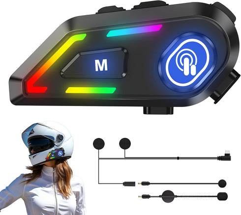 Motorcycle Bluetooth Headset, Motorcycle Helmets Headphone with Noise Cancellation Wireless Bluetooth Headsets, Auto Answer and Voice Control,IPX5...