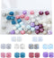 50 Pieces Silicone Beads, BetterJonny 10 Colors Loose Beads with Storage Box 14mm Sweet Colors Hexagon Beads Marble Printed Silicone Loose Beads f...