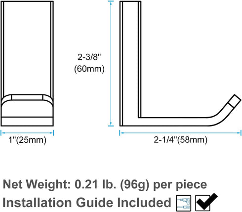 APLusee 2 Pack Bath Robe Hook, 304 Stainless Steel L Shape Coat Holder, Bathroom Home Accessories Matte Black...