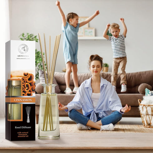 Reed Diffuser Cinnamon 3.4 Fl Oz(100ml) - Room Diffuser with Cinnamon Essential Oil - Home Fragrance - Aromatherapy Air Freshener - Oil Diffuser -...