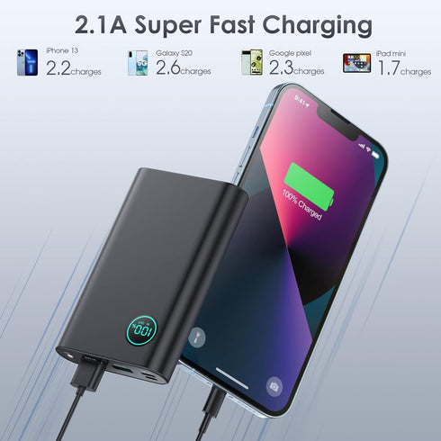 Portable Charger, Smallest 10800mAh USB C in&Out Fast Charging Power Bank, LCD Display Battery Pack Portable Phone Charger Compatible with iPhone ...