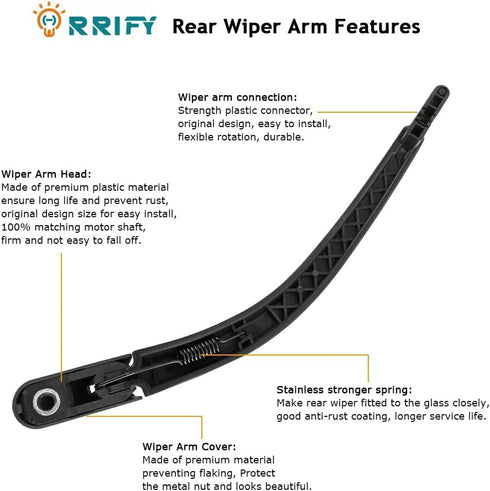 Rear Windshield Wiper Arm Blade Set 5140654AA for Dodge Magnum 2005-2008, for Dodge Nitro 2007-2009, for Chrysler 300C 2005-2008...
