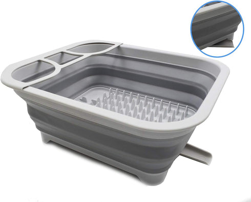 SAMMART 8.5L (2.2 Gallon) Collapsible Dish Drainer with Swivel Spout - Foldable Drying Rack - Portable Dinnerware Organizer - Space Saving Kitchen...