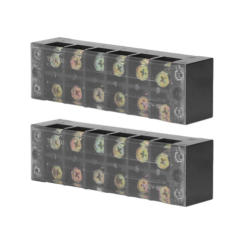 2pcs 60A 600V Terminal Strip, Dual Row Screw Clamp Wire Terminal Block with Clear Cover for Bridge Lighting, Connectors for Electrical Cables for ...