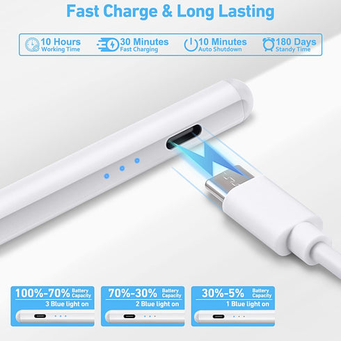 Stylus Pen for ipad, Active Pencil with Quick Charge, Palm Rejection Tilt Sensor, Magnetic Apple Compatible 2018-2022 iPad Pro 11"/12.9",iPad 10/9...