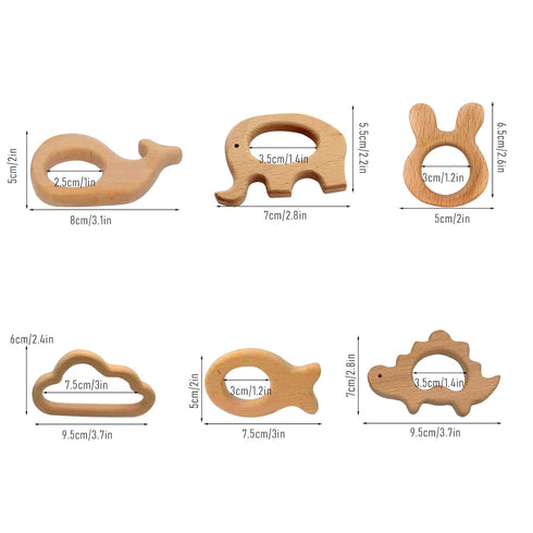 12-Pcs Baby Teether Toys,Wooden Teethers for Babies - Wooden Animal Toys, Teething Rings, Toddler Chew Toys?Baby Teething Rings and Wooden Teether...