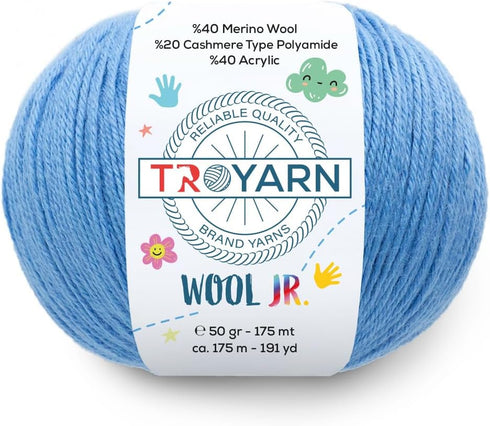 Wool Jr (2- Skeins Pack) 40% Merino Wool%20 Cashmere%40 AcrylicThread Weight #1 Soft Knitting and Crochet Yarn for Crocheting and Knitting (2 x1.7...