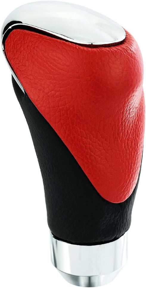 Lunsom Leather Gear Shift Knob, Type-R Gear Shifter Head Handle Lever Metal Shift Knob Fit Most Transmission Automatic Manual Vehicle (Black & Red...