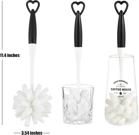 ALINK Bottle Glass Dish Sponge Cleaning Brush with Handle, Pack of 3...