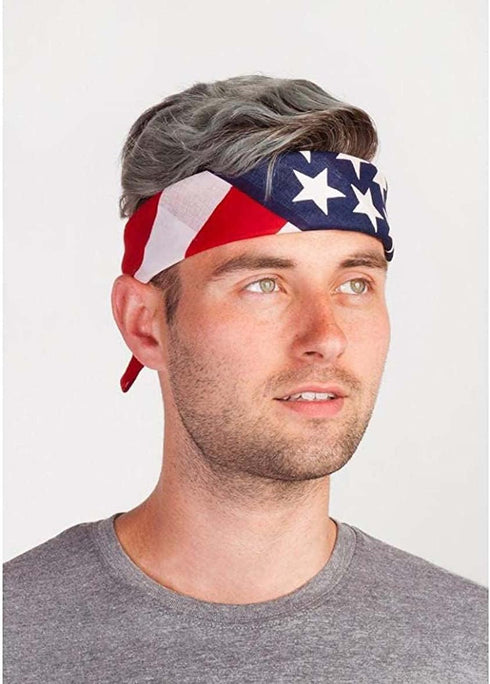 American Flag Bandana Scarf for Men Women Flag Scarf Neck Scarf Head Wrap PSWJ02...