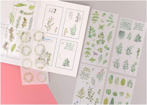 Plants Scrapbook Stickers,12 Sheets DIY Decorative Green Leaf Decals Stickers for Scrapbooking Planner Gift Packing Art Crafts...