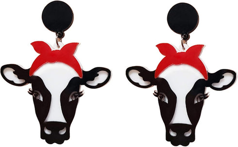 Funny Animal Head Acrylic Dangle Earrings Cute Square Asymmetric Cat Zebra Cows Cartoon Drop Earrings Exaggerated African Bohemian Fashion Lovely ...