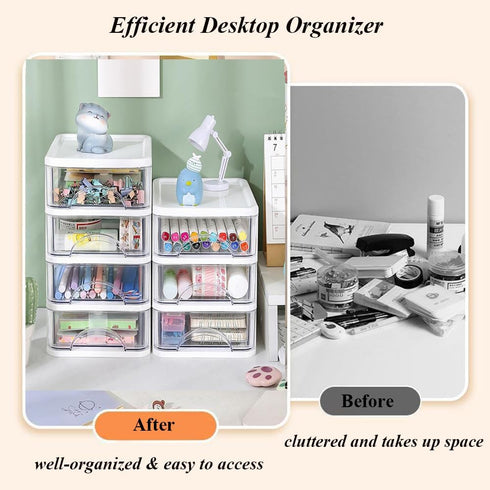 Desktop Drawer Organizer Office Supplies Organization and Storage Bin Unit, Plastic Desktop Drawer Storage Container for Stationery Art Craft Make...