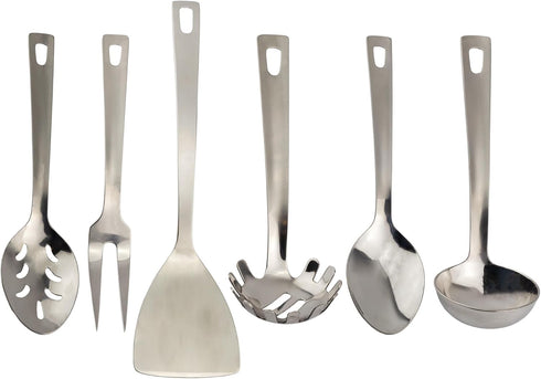 Darware Complete Serving Set (6-Piece, Silver); w/Pasta Server, Fork, Slotted Spoon, Ladle, & Cake/Casserole Server...