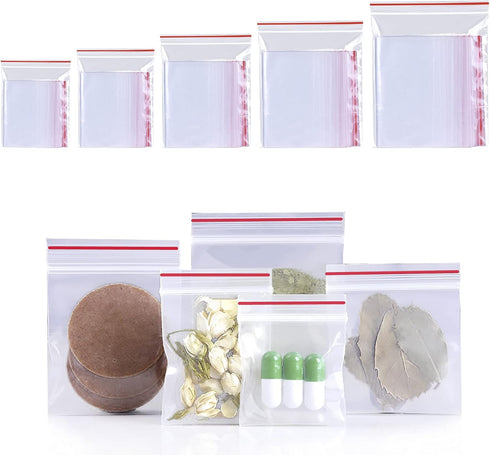 700 Pack Poly Zipper Bags,5 Different Size Small Craft Plastic Bags,Clear Reusable Ziplock Bags Storage for Bead,Jewelry,Candy...