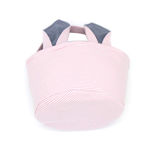 Easter Baskets Seersucker Easter Bunny Bag Bucket for Easter Egg Hunt Bunny Ears Design (Pink)...