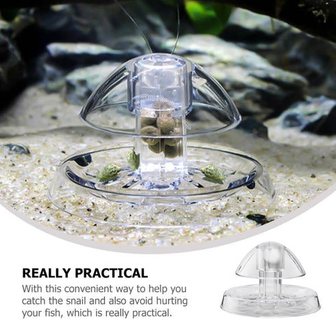 POPETPOP Transparent Snail Catcher Aquarium Snail Traps 2pcs Plastic Fish Tank Snail Catcher Box Transparent Snail Catching Device Leech Planarian...