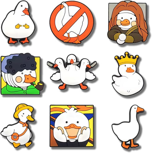 18PCS Silly Goose Shoe Charms, Duck Animal DIY PVC Clog Shoe Charm Accessories Birthday Party Favors Supplies Cute Kawaii Decorations fit Clog Bra...