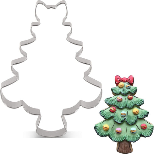 LILIAO Christmas Tree with Bow Cookie Cutter - 3.4 x 4.5 inches - Stainless Steel...