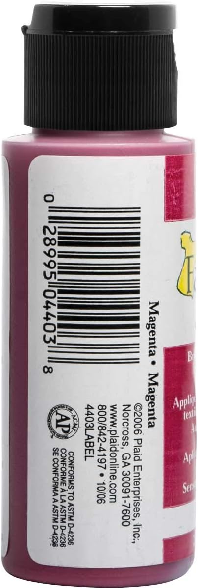 Delta Creative FolkArt 4403 Fabric Brush On Acrylic Paint, 2 oz, Magenta...