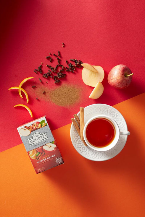 Ahmad Tea Herbal Tea, Apple, Cinnamon, & Orange Peel 'Winter Charm' Teabgas, 20 ct (Pack of 1) - Decaffeinated & Sugar-Free...