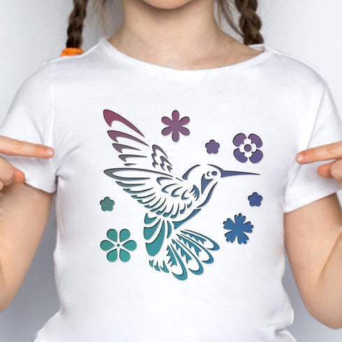 FINGERINSPIRE Hummingbird Stencil Decoration Template 11.8x11.8 inch Plastic Bird Flower Drawing Painting Stencil Square Reusable Stencils for Cre...