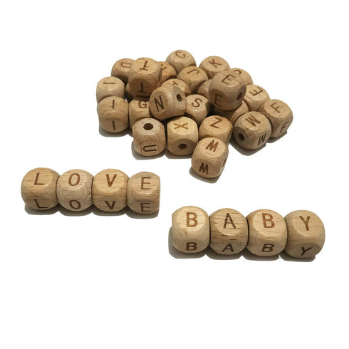 Beech Alphabet Letter Beads 100pc 12mm Square Shape Beech Wood Letter Beads Necklace Accessory DIY Jewelry Beads...
