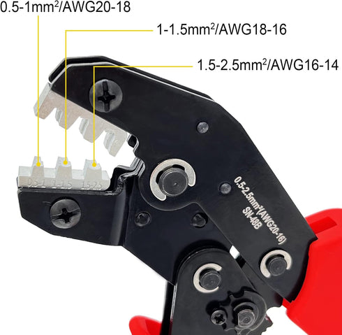 Crimping Tool with Ratchet, Ratcheting Wire Crimper Tool for Open Barrel Terminal Connectors, Electrical Crimping Tool, Crimping Pliers for 20-14 ...