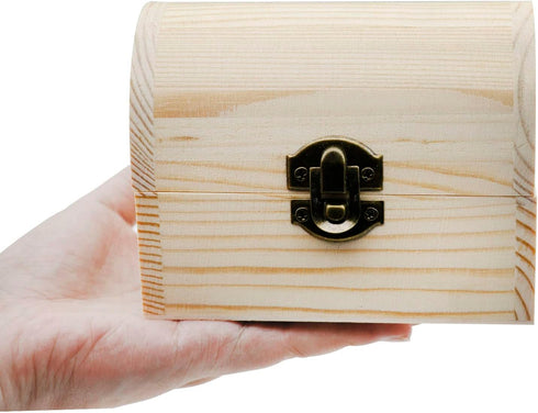 Plain Unfinished Wood Box, Unpainted Wooden Jewelry Box DIY Craft Storage Treasure Chest Toy Case...