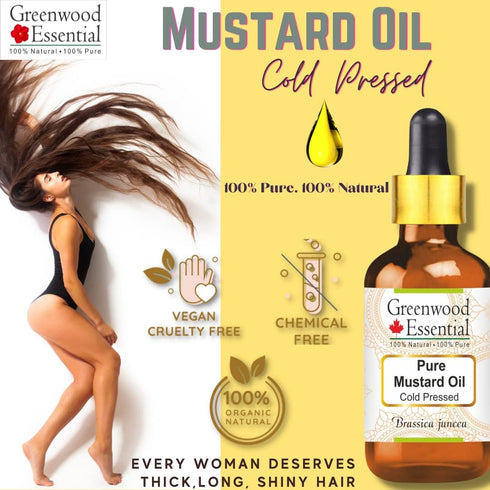 Pure Mustard Oil (Brassica juncea) with Glass Dropper 100% Natural Therapeutic Grade Cold Pressed for Personal Care 50ml (1.69 oz)...