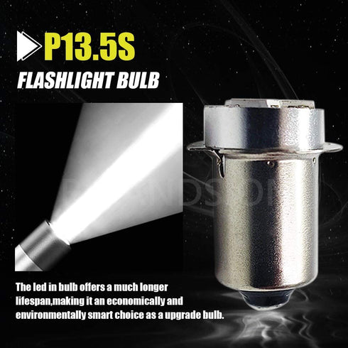 Ruiandsion 2pcs P13.5S LED Bulb 18V White 2835 3SMD Chips LED Bulb Upgrade for Flashlights Torch Light,Non-Polarity...