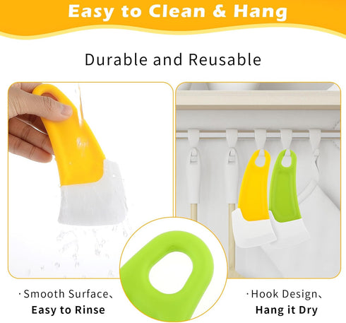 2Pcs Silicone Pan Cleaning Scraper, Mabor Cleaning Bowl Scraper Dish Scraper for Kitchen Non-stick Plastic Pot Scraper Tool for Pans Pots(Green&Ye...