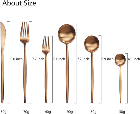 JASHII 18/10 Rose Gold Flatware Rose Gold Silverware Set 304 Stainless Steel Copper Flatware Cutlery Set| 6-Piece Adaline Royal Modern Satin Finis...