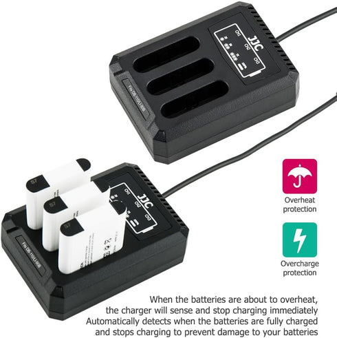 JJC DB-110 Battery Charger USB Multi-Slot for Ricoh GR IIIx HDF GRIIIx GR3x GR III HDF GRIII GR3 WG-6 G900, LI-90B LI-92B Battery Charger for Olym...