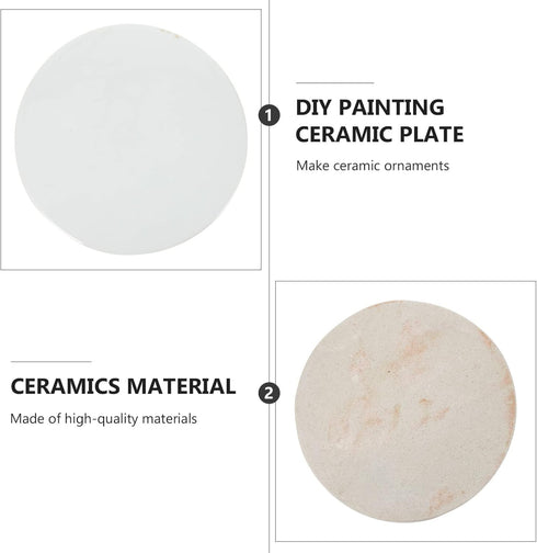 Sewroro Round Serving Platter Round White Ceramic Tiles DIY Painting Ceramic Plate Hand- painted Ceramic Tiles Porcelain Mixing Tray Artists Paint...