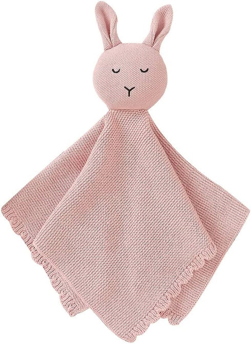 Baby Lovely Cotton Security Blanket Bunny Comforter Blanket Soft Knit Babies Lovies Toys for Newborn Boys Girls Gifts, Pink...