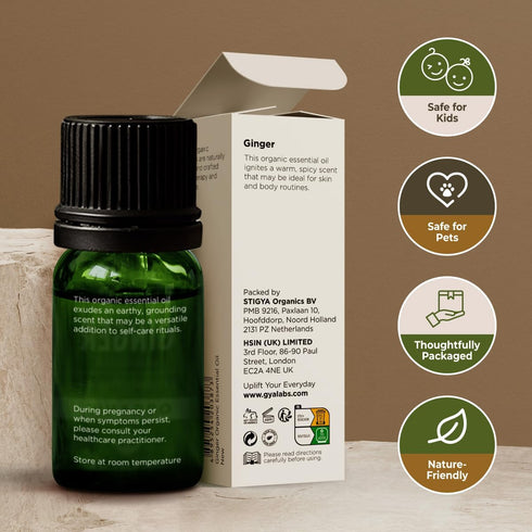 Gya Labs USDA Certified Organic Ginger Essential Oil for Skin - 100% Pure Natural Organic Ginger Oil for Hair & Diffuser, Natural Aromatherapy for...