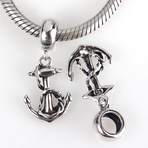Anchor Charm 925 Sterling Silver Sailor Charm USN Charm Sea Charm Birthday Charm Anniversary Charm for Pandora Charms Bracelet (A)...