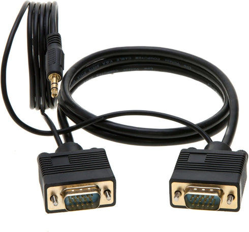 Cables Direct Online 6FT SVGA + Audio Monitor Cable - Male to Male VGA to VGA 1080P for PC, Projector, Laptop, TV...