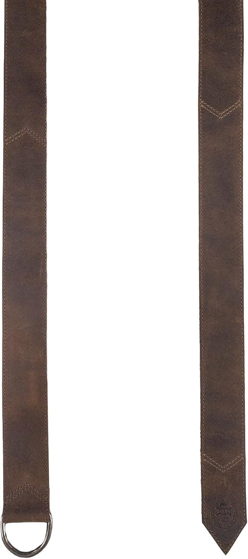 Viking Belt for Men with Stitching, Renaissance Knight Belt, Half Ring Closure, LARPing, Full Grain Leather, Handmade Accessories, Bourbon Brown...