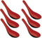Happy Sales Melamine Soba, Rice Spoons, Chinese Won Ton Soup Spoon, Asian Red and Black, 6 Pack Plain Style...