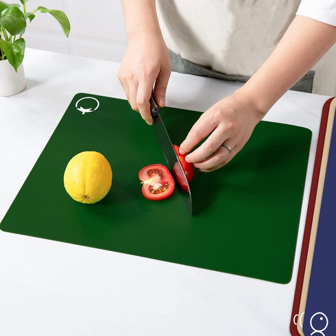 WK Plastic Flexible Cutting Boards for Kitchen Set of 4, Colored Cutting Board Mats with Food Icons, Non-Slip Cutting Mats, BPA Free, Dishwasher S...