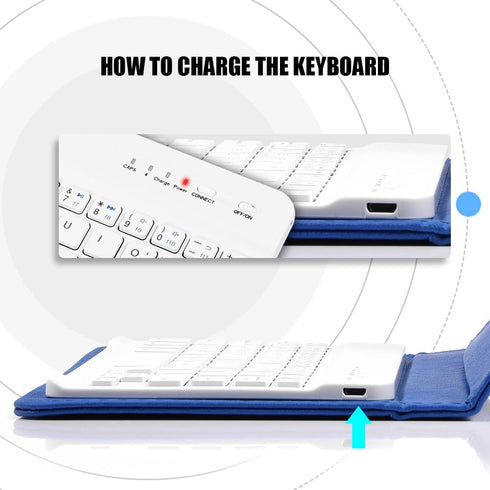 V BESTLIFE V Universal Wireless Bluetooth Keyboard Flip Magnetic Leather Travel Carrying Case Cover with Stand for iOS/for Android Phones(Blue)...